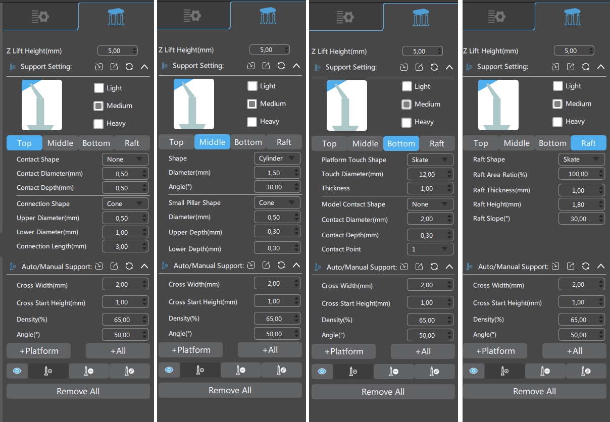 composite-x Support-Einstellungen liqcreate Harz-Verbundkeramik weiße Einstellungen