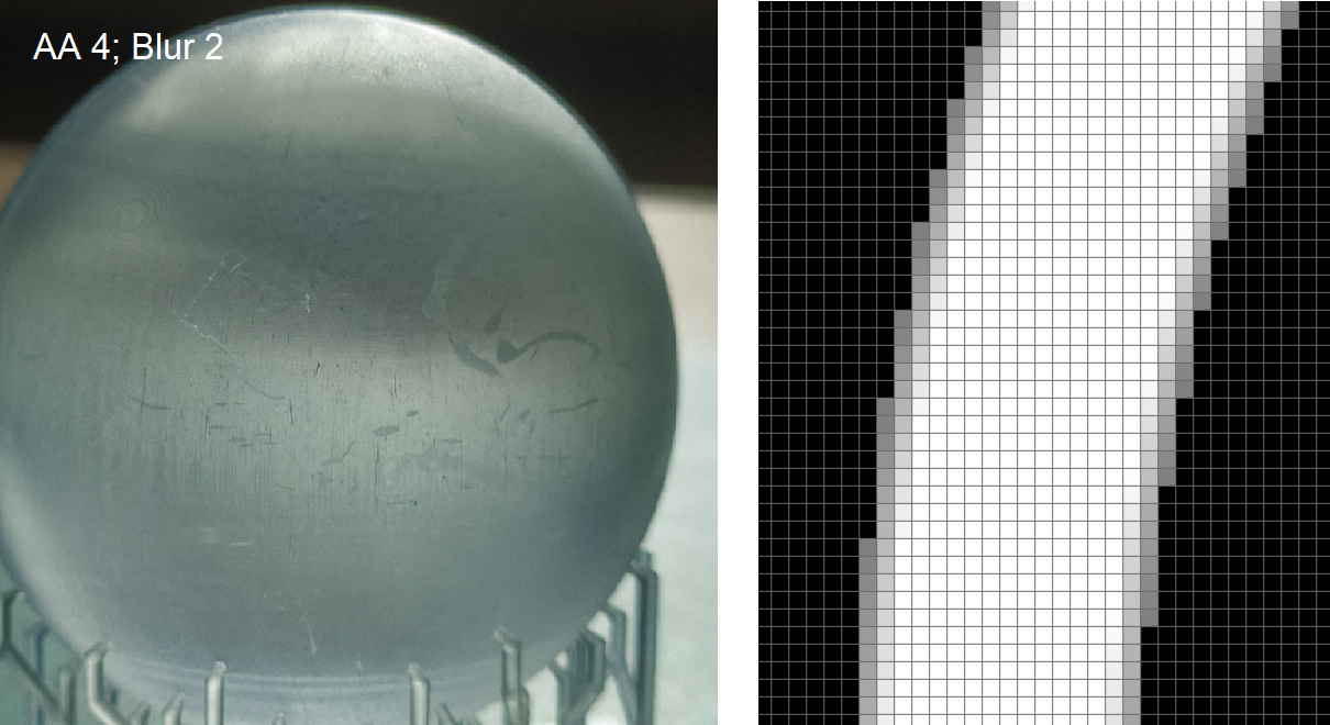 Impresión 3D de resina de píxeles grises y borrosos en escala de grises Elegoo Mars Saturn Anti-Aliasing Anti-Aliasing Anti-Aliasing AA