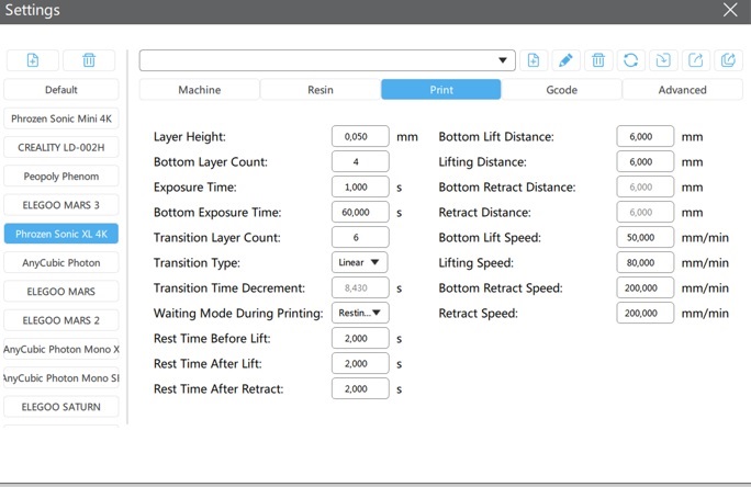 chitubox settings setting liqcreate engineering resins high quality low odor 3d-printing parameters