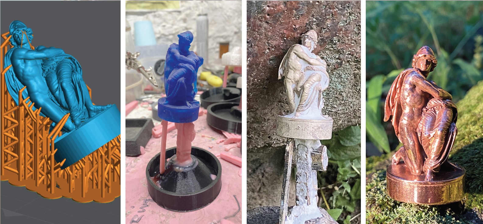 Mars und Venus aus dem 3D-Druck liqcreate wax castable Photopolymerharz zum Gießen in Bronze und Veredelung