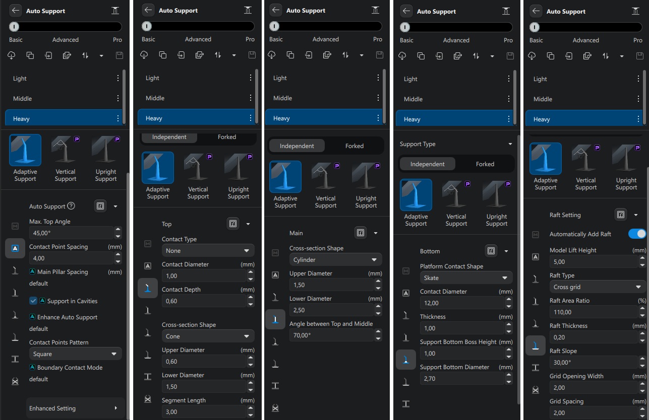 support settings for Separation Model
